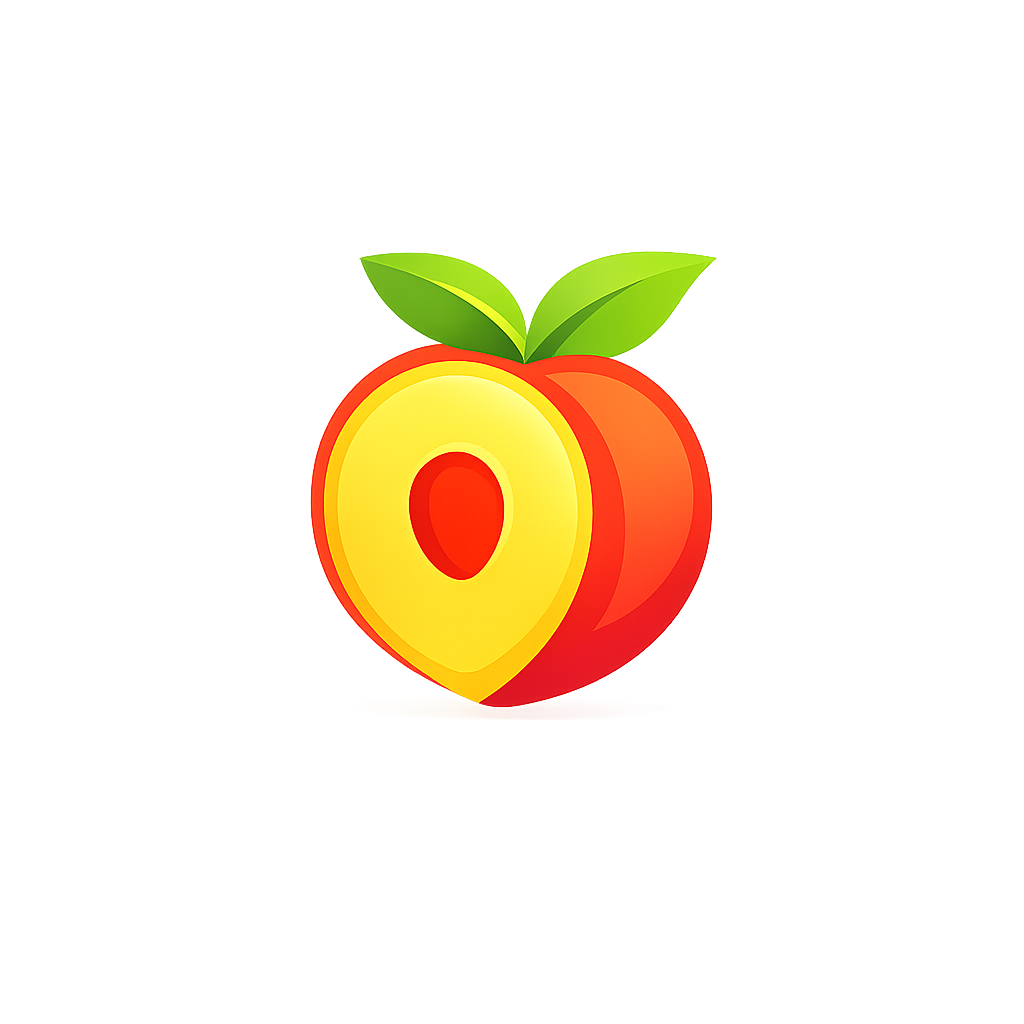 Logo af fersken med hul til kernen